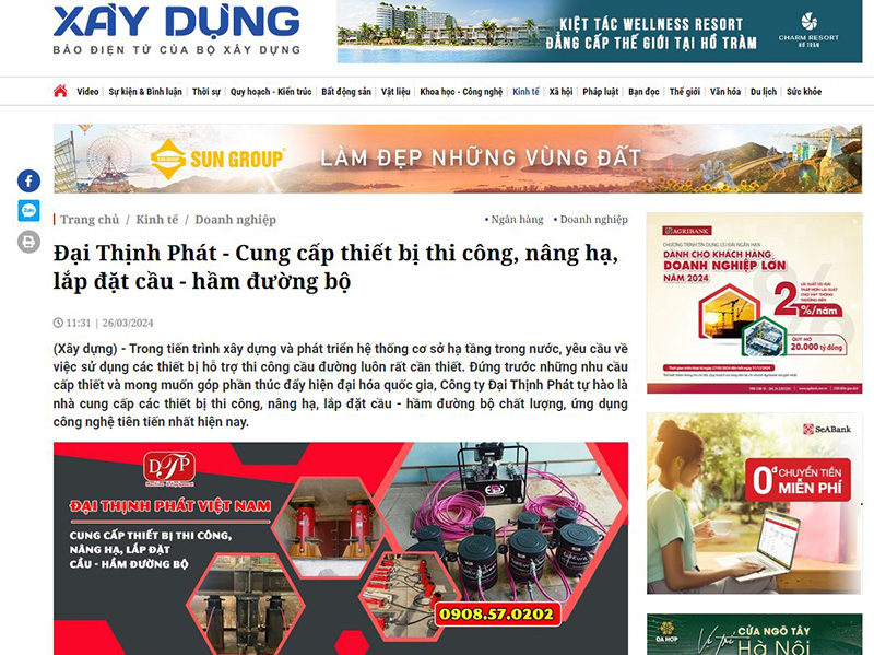 Báo Xây Dựng đưa tin về công ty Đại Thịnh Phát Việt Nam